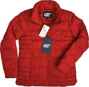 New LANDS END 600 Fill Down Contoured Snow Ski Winter Jacket Coat Sz Small Red